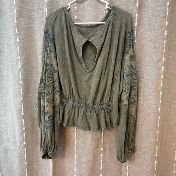 Free People Olive Embroidered Blouse - Picture 4 of 7